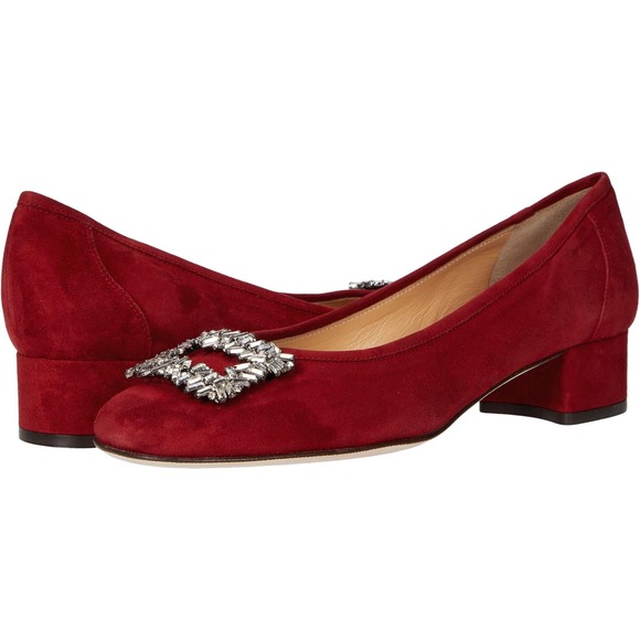 Sesto Meucci Lala Dark Red Suede Clear Stones Pump Italian MSRP $295 SZ 9 N - Picture 1 of 8